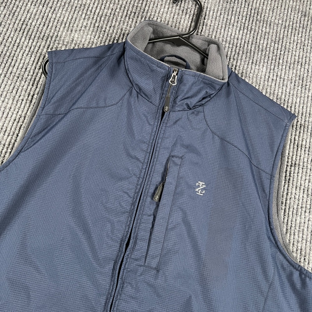 IZOD Fleece Lined Vest Mens Small Blue Sleeveless Full Zip Mock Neck Golf Casual